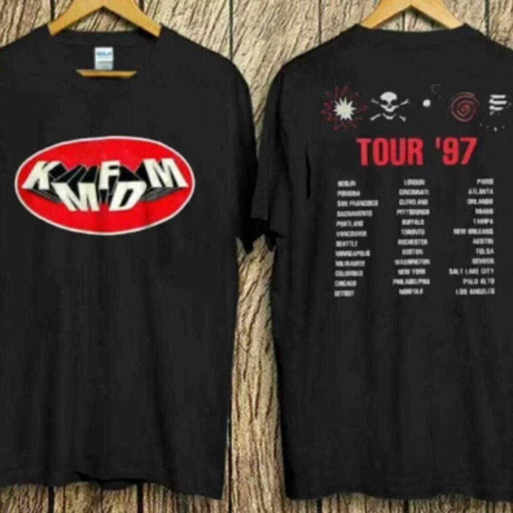 KMFDM 1997 Symbols Tour Concert T-shirt Hot Music Band T Shirt .